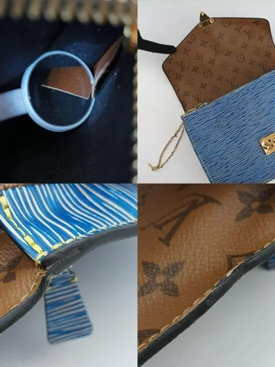 Louis Vuitton Pochette Metis MM Monogram Brown Denim Blue Reverse Epi Handbag - Picture 8 of 10